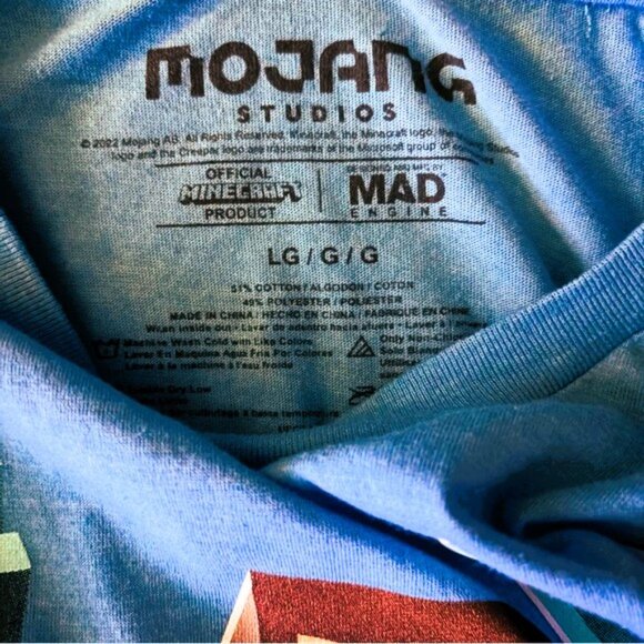 Minecraft Boys T-Shirt Bundle Youth Size Large Creeper Zombie Steve Blue + Green - Picture 10 of 12